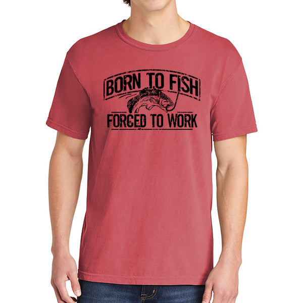 Born To Fish 1717 Black Design Garment-Dyed Cotton Short Sleeve Heavyweight T-Shirt