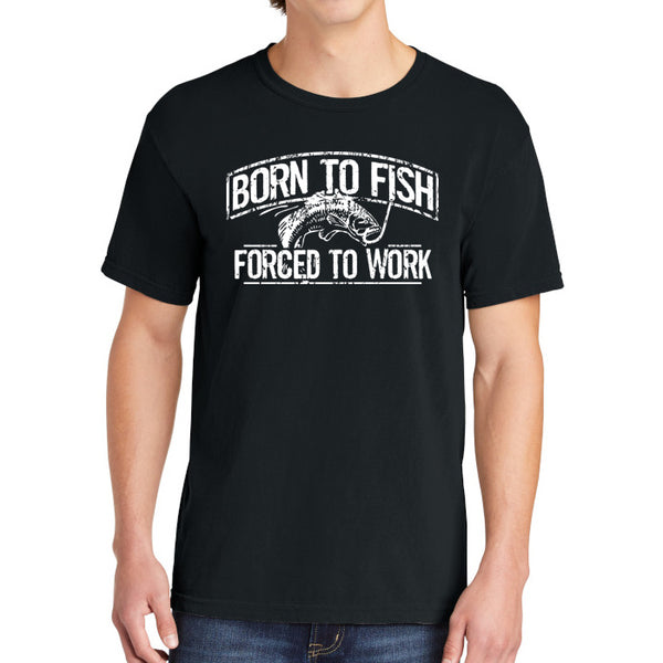 Born To Fish 1717 White Design Garment-Dyed Cotton Short Sleeve Heavyweight T-Shirt