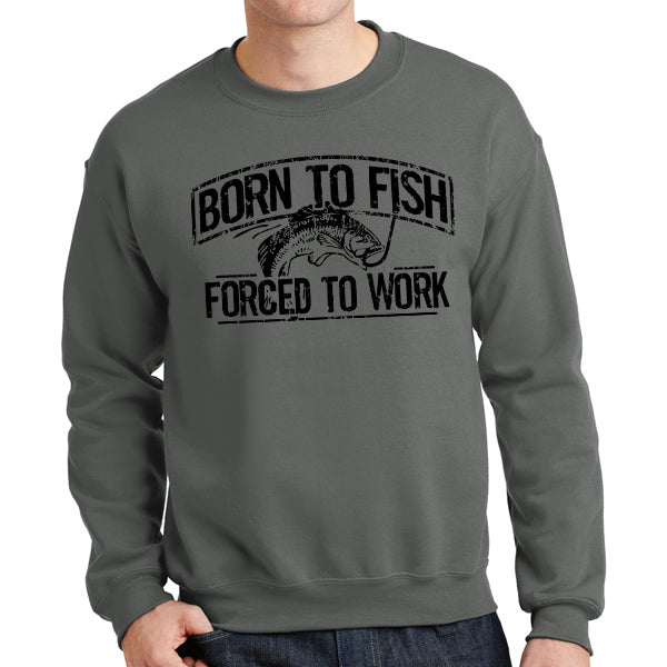Born To Fish Color Design Fleece Heavy Blend Pullover Crew Sweatshirt