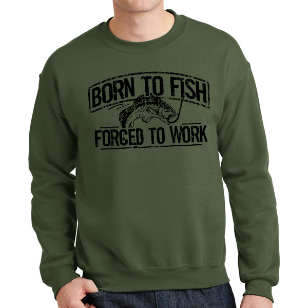 Born To Fish Color Design Fleece Heavy Blend Pullover Crew Sweatshirt