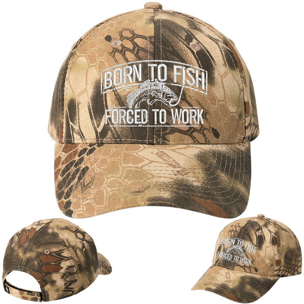 Born To Fish Kryptek C855 Embroidered Mid Profile Adjustable Pro Camo Baseball Cap