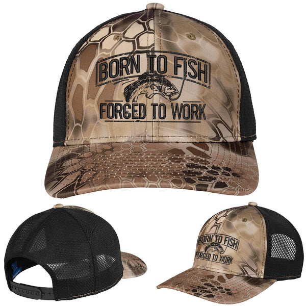 Born To Fish Kryptek C892 Performance Camo Mesh Snapback Adjustable Trucker Cap