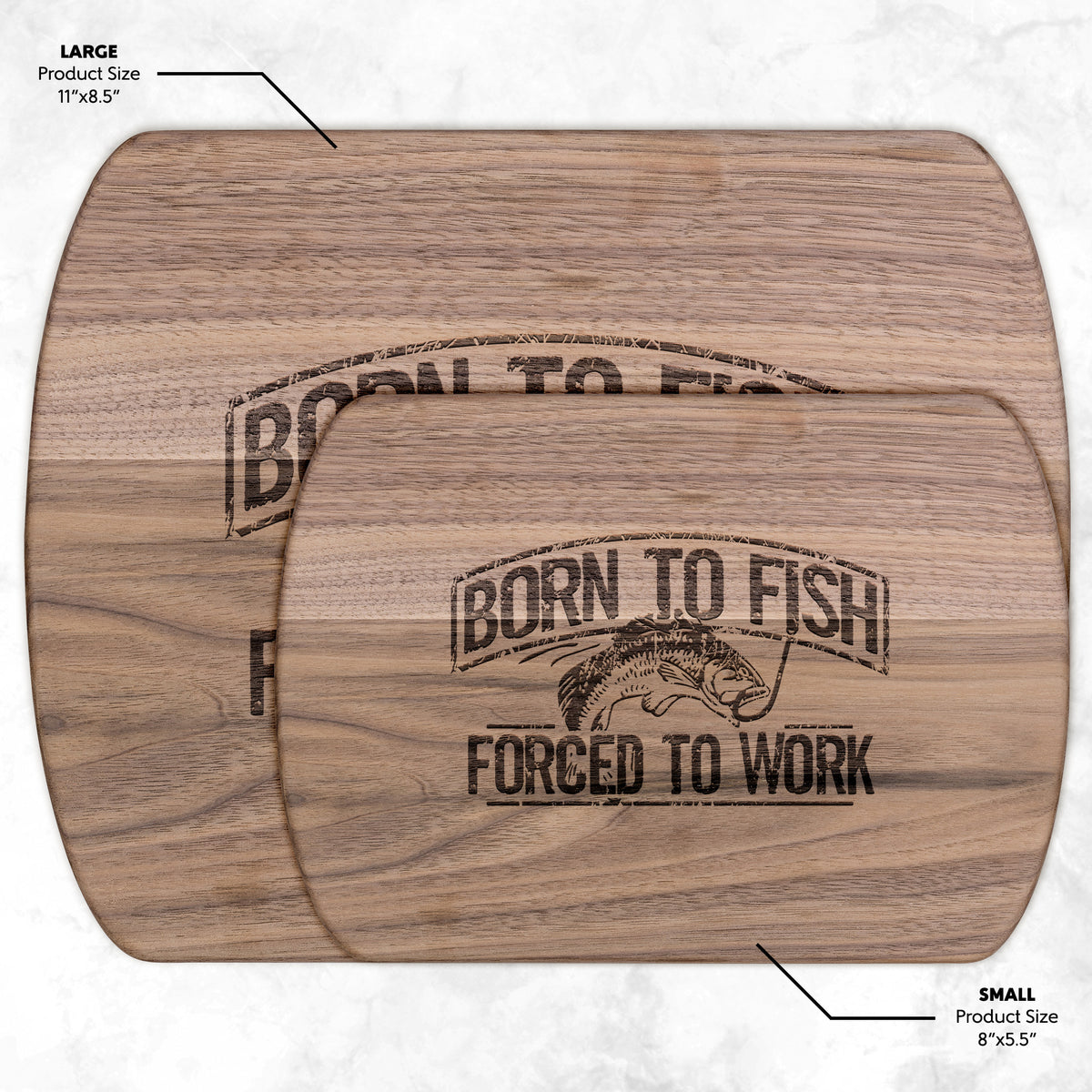 Born To Fish Hardwood Oval Cutting Board