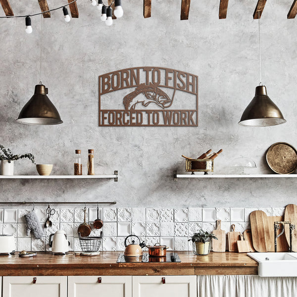 Born To Fish Hollow Steel Powder Coated Metal Sign