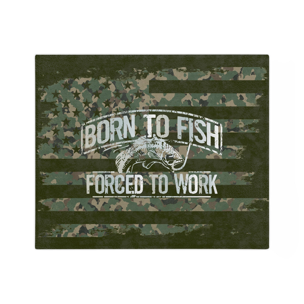 Born To Fish Military Green Soft Plush Velveteen Microfiber Blanket