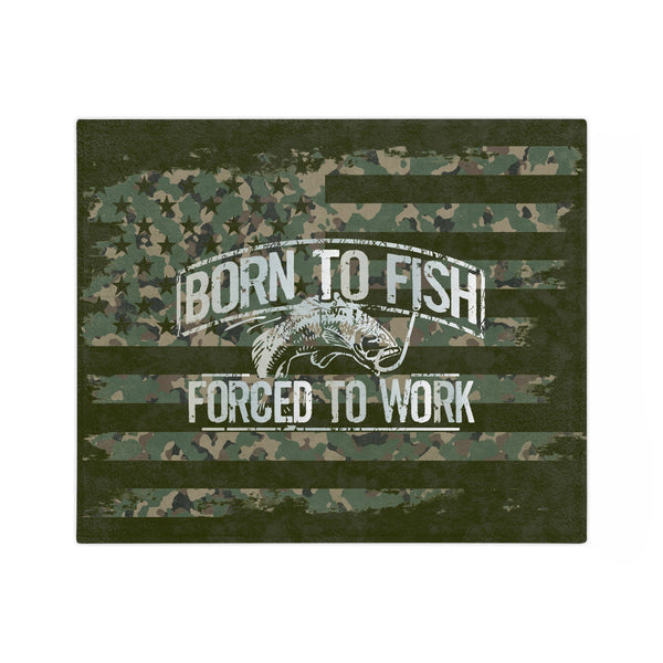 Born To Fish Military Green Soft Plush Velveteen Microfiber Blanket