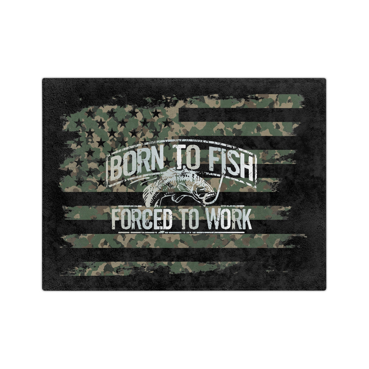 Born To Fish Black Soft Plush Velveteen Microfiber Blanket