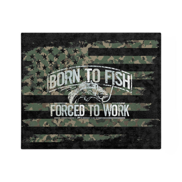 Born To Fish Black Soft Plush Velveteen Microfiber Blanket