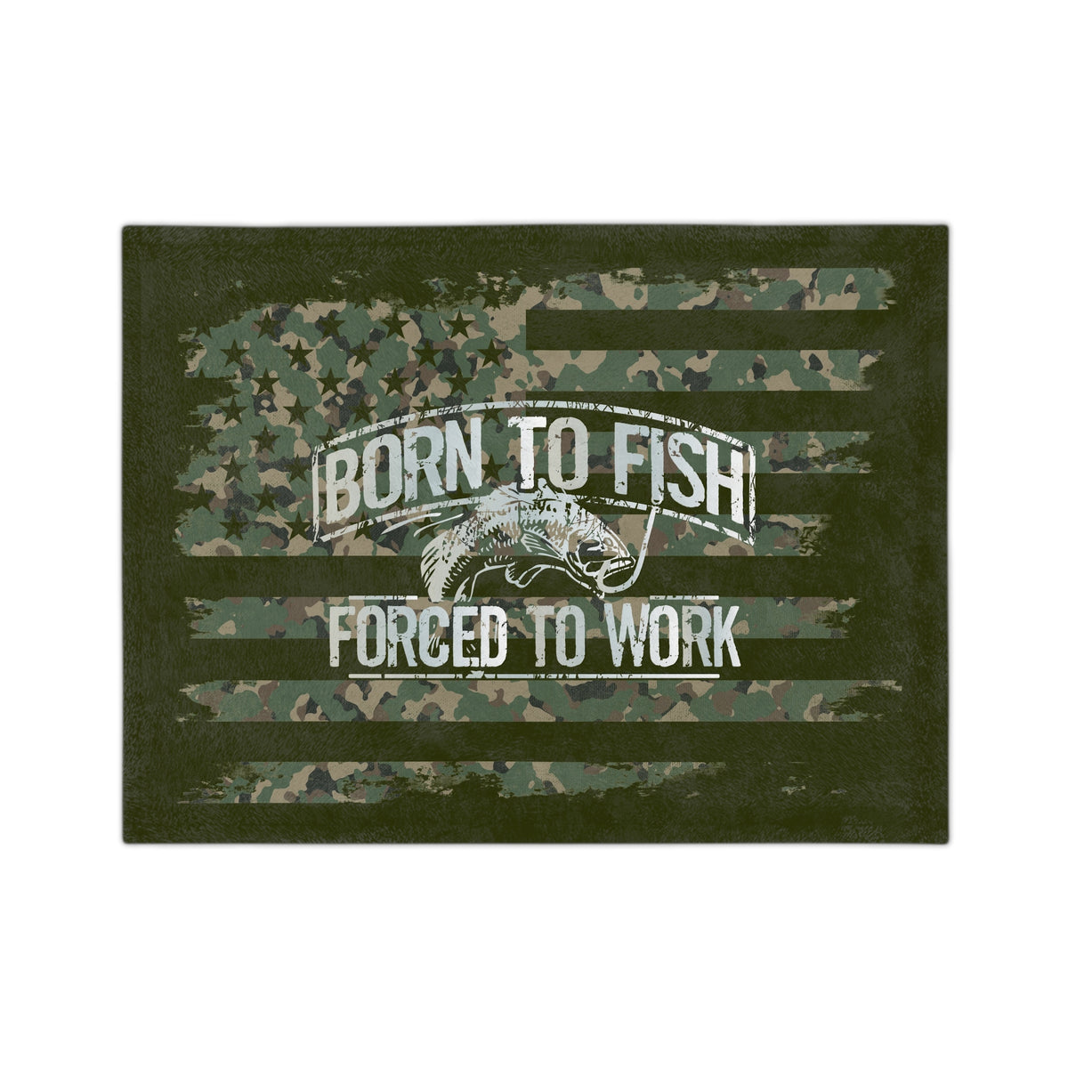 Born To Fish Military Green Soft Plush Velveteen Microfiber Blanket