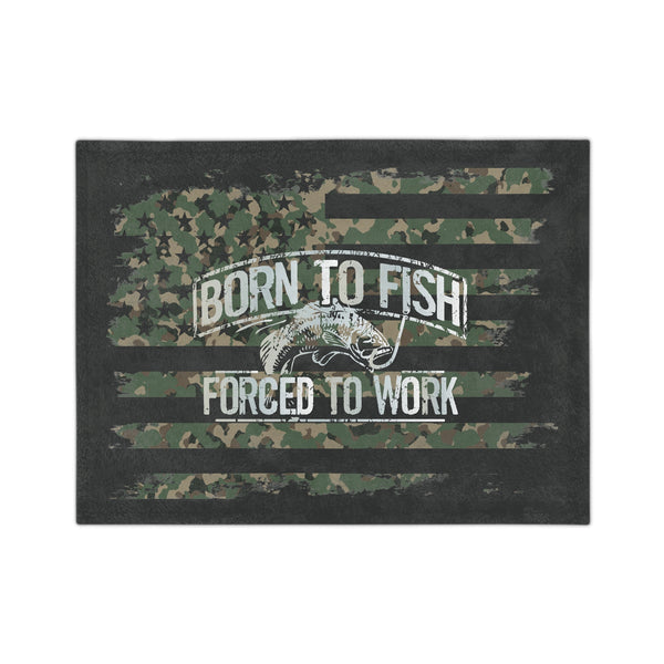 Born To Fish Charcoal Soft Plush Velveteen Microfiber Blanket