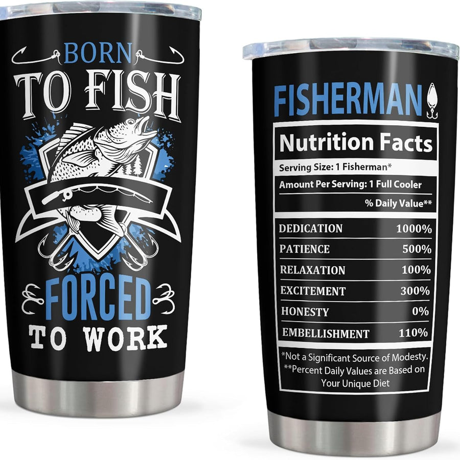 Born To Fish 20 Oz Fisherman Facts Insulated Stainless Steel Tumbler