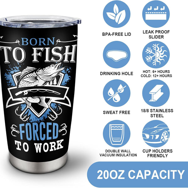 Born To Fish 20 Oz Fisherman Facts Insulated Stainless Steel Tumbler