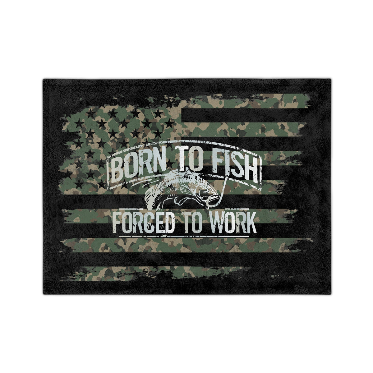 Born To Fish Black Soft Plush Velveteen Microfiber Blanket