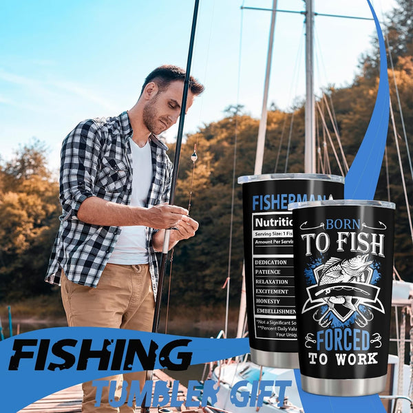Born To Fish 20 Oz Fisherman Facts Insulated Stainless Steel Tumbler