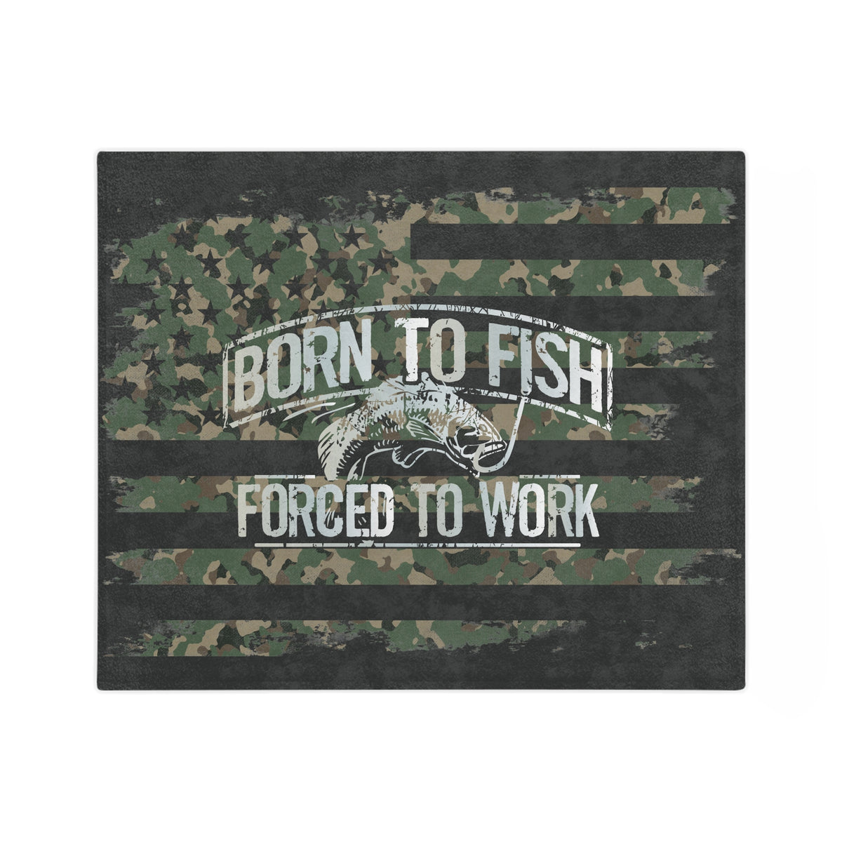 Born To Fish Charcoal Soft Plush Velveteen Microfiber Blanket