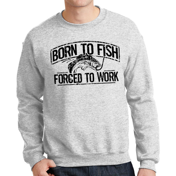 Born To Fish Color Design Fleece Heavy Blend Pullover Crew Sweatshirt