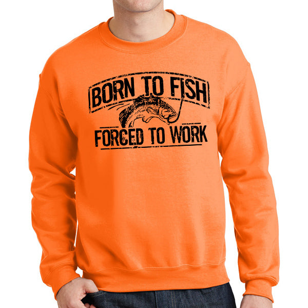 Born To Fish Color Design Fleece Heavy Blend Pullover Crew Sweatshirt