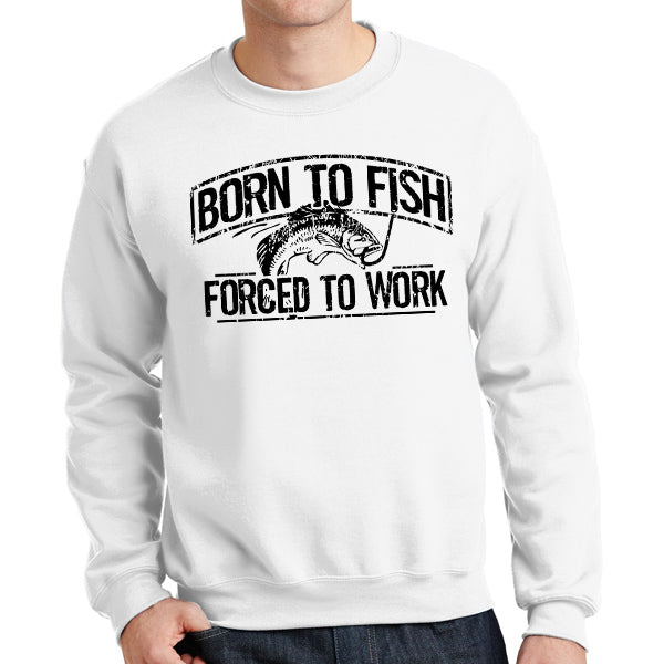 Born To Fish Color Design Fleece Heavy Blend Pullover Crew Sweatshirt