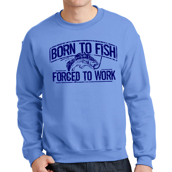 Born To Fish Color Design Fleece Heavy Blend Pullover Crew Sweatshirt