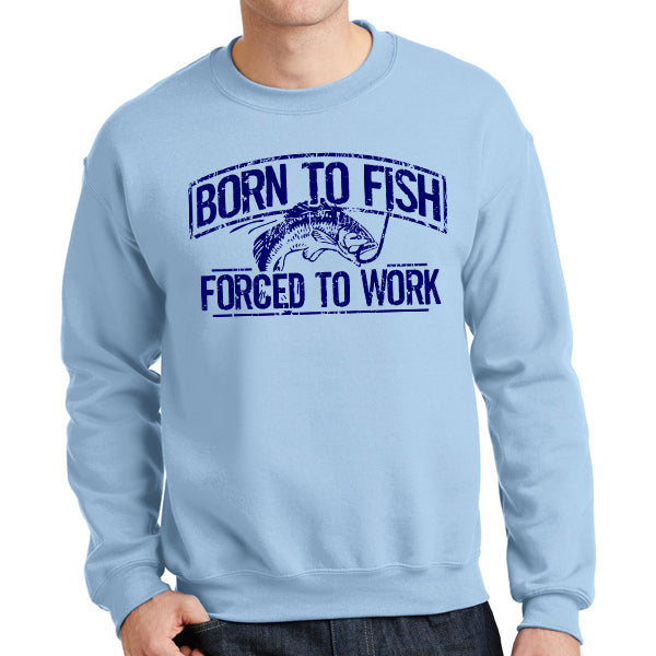 Born To Fish Color Design Fleece Heavy Blend Pullover Crew Sweatshirt