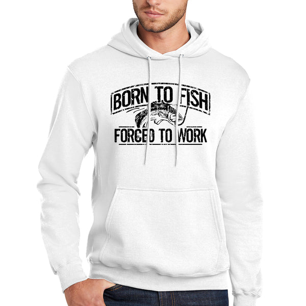 Born To Fish Black Design Fleece Heavy Blend Pullover Hooded Sweatshirt