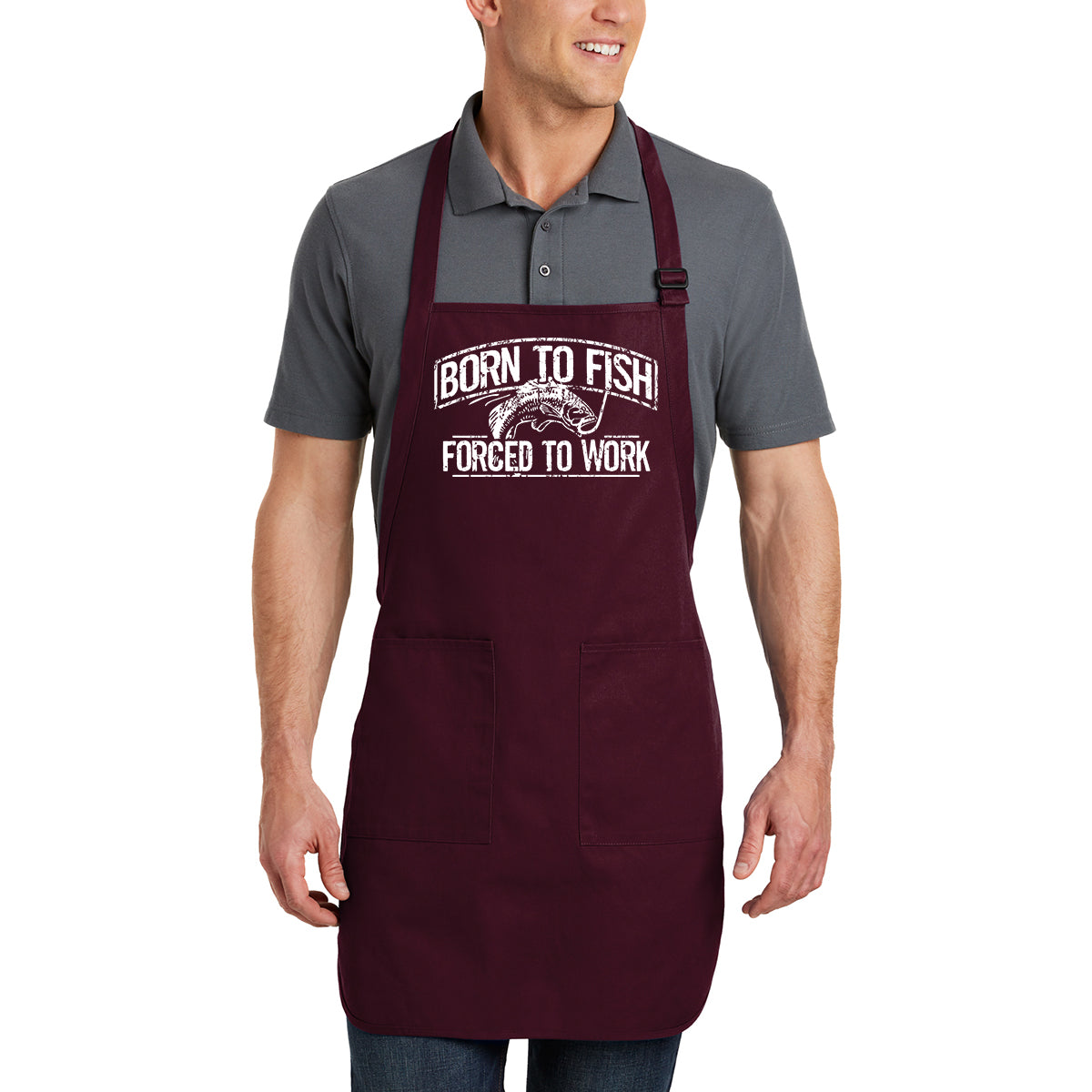 Born To Fish Full-Length Stain-Release Adjustable Apron