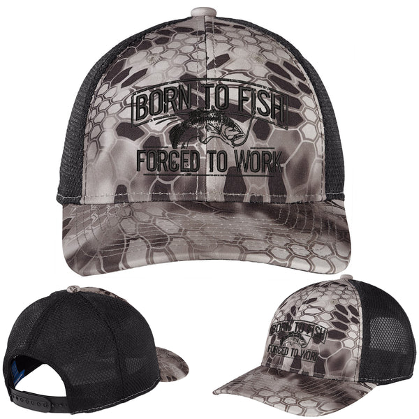 Born To Fish Kryptek C892 Performance Camo Mesh Snapback Adjustable Trucker Cap