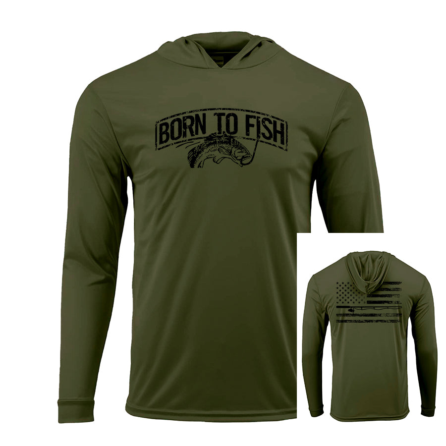 Born To Fish Bahama 220 Microfiber Performance Hooded Long Sleeve T-Shirt