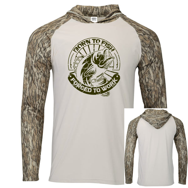 Born To Fish Mossy Oak 241 Performance Hooded Camo Long Sleeve T-Shirt