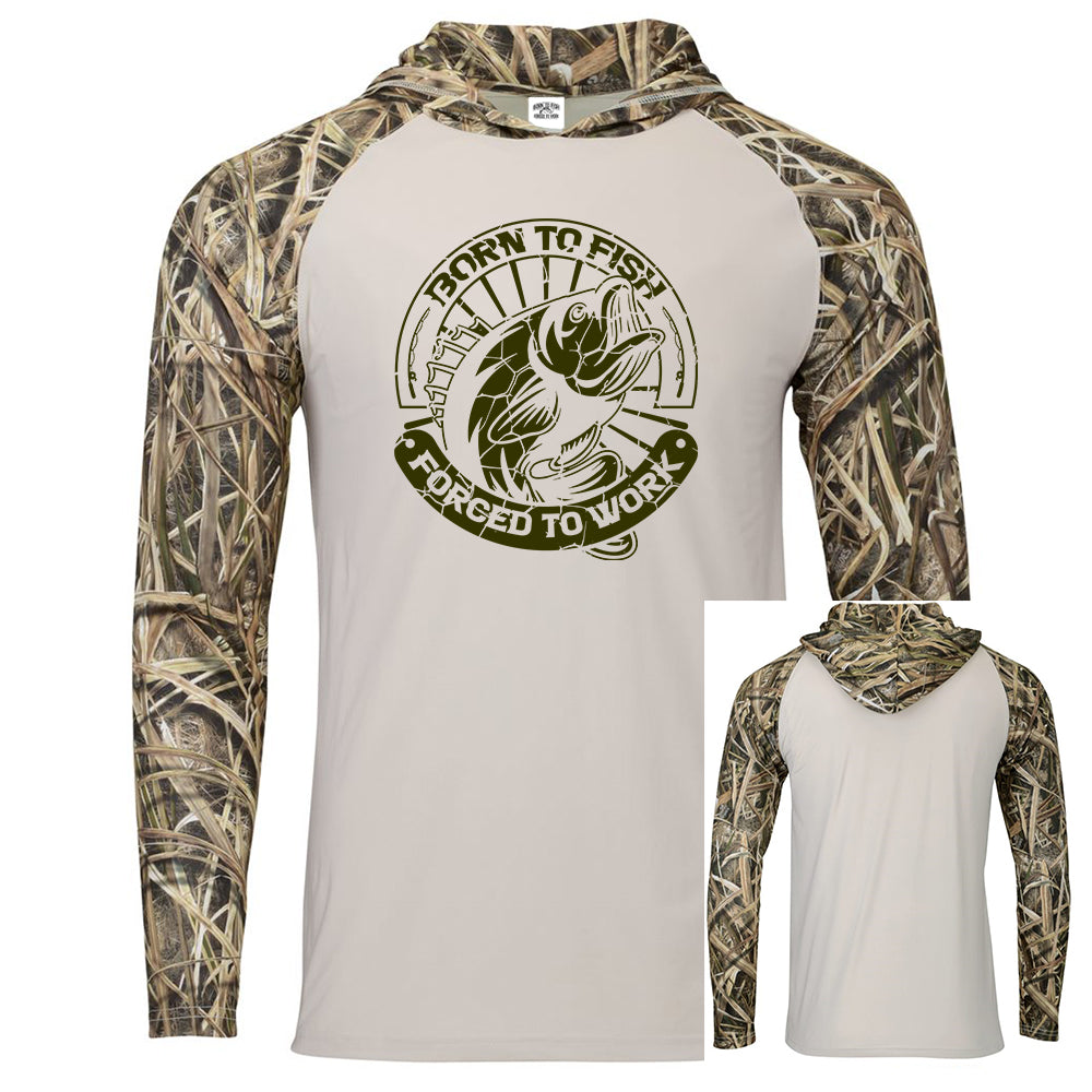 Born To Fish Mossy Oak 241 Performance Hooded Camo Long Sleeve T-Shirt