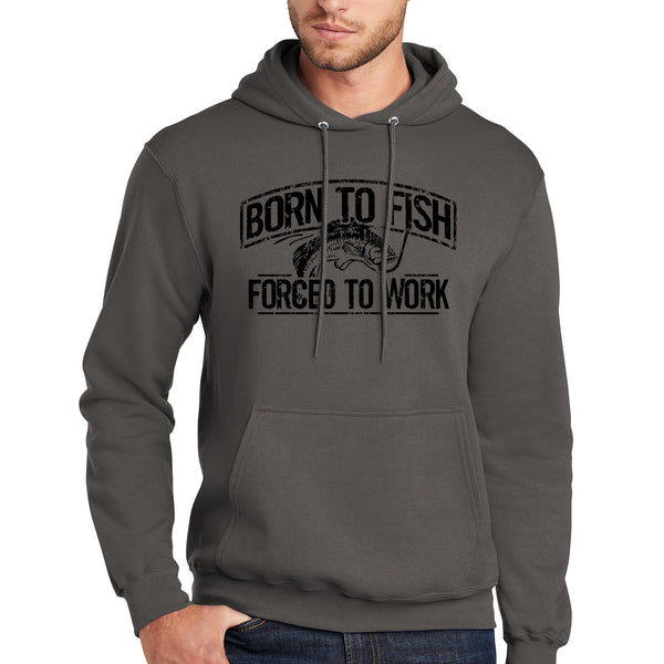 Born To Fish Black Design Fleece Heavy Blend Pullover Hooded Sweatshirt