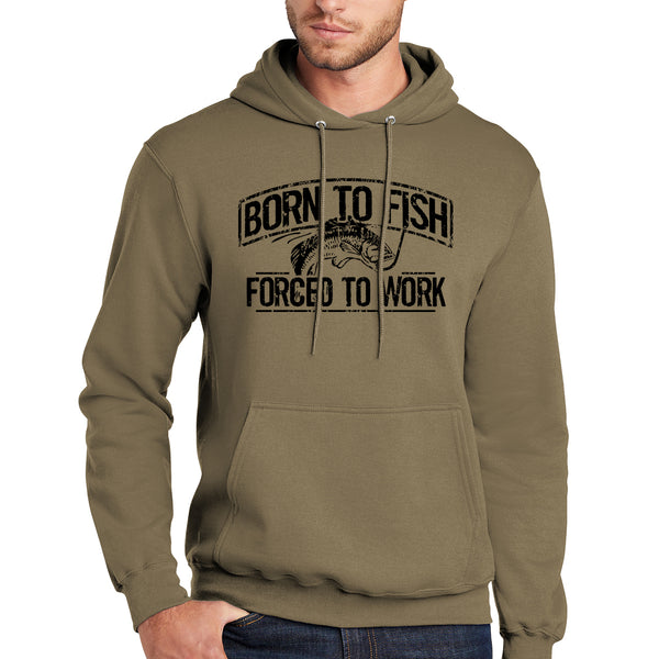 Born To Fish Black Design Fleece Heavy Blend Pullover Hooded Sweatshirt