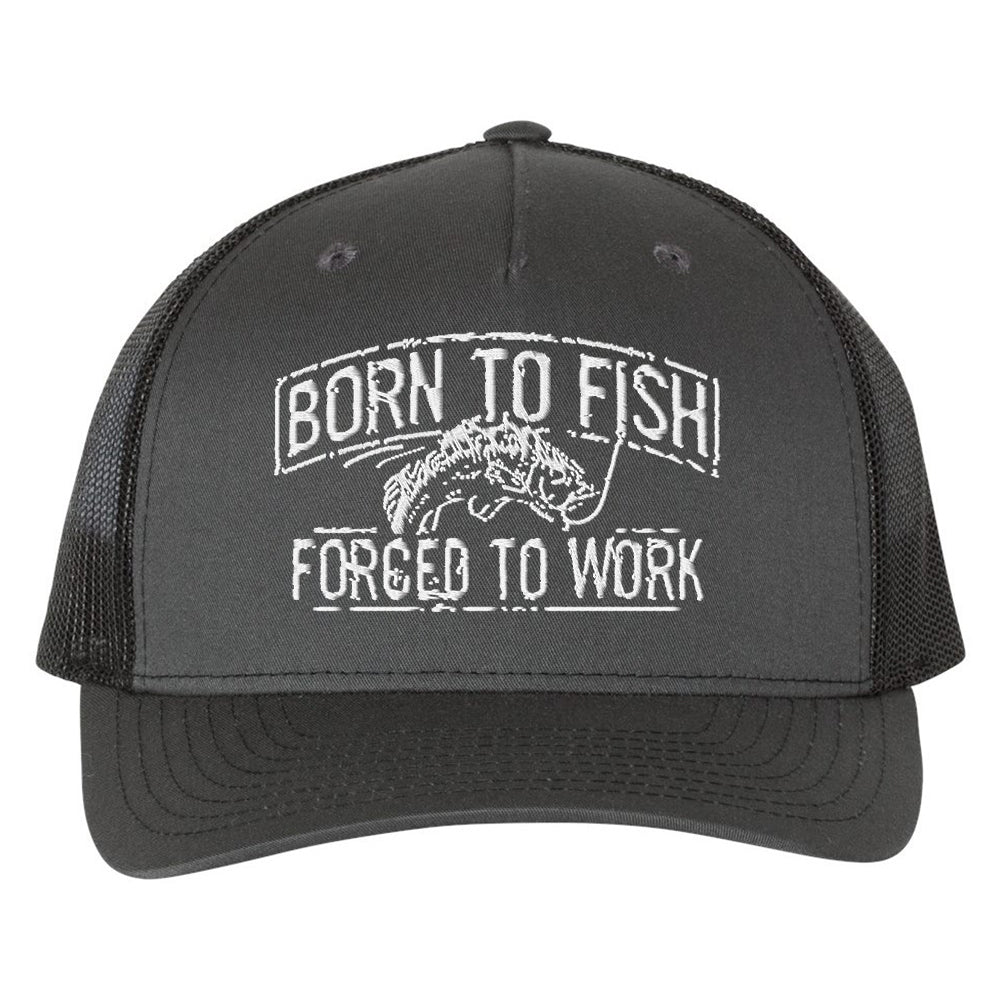 Born To Fish Structured Hat Mid-Profile with Mesh Snapback Adjustable Trucker Cap