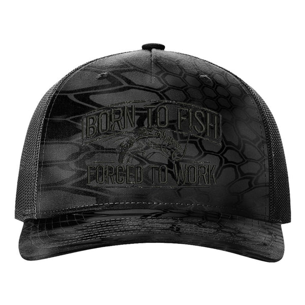 Born To Fish 112PFPB Structured Five-Panel Mid Pro Snapback Adjustable Trucker Cap