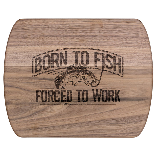 Born To Fish Hardwood Oval Cutting Board