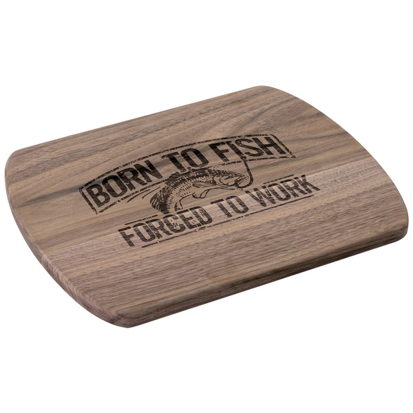 Born To Fish Hardwood Oval Cutting Board