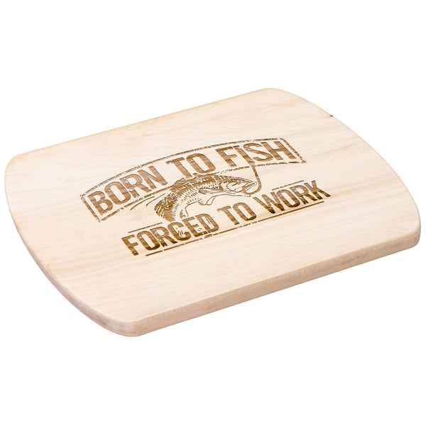 Born To Fish Hardwood Oval Cutting Board