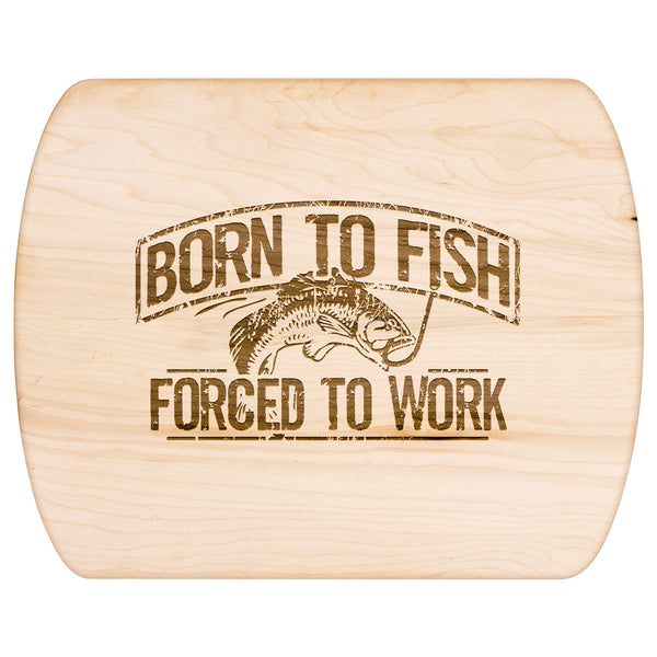 Born To Fish Hardwood Oval Cutting Board