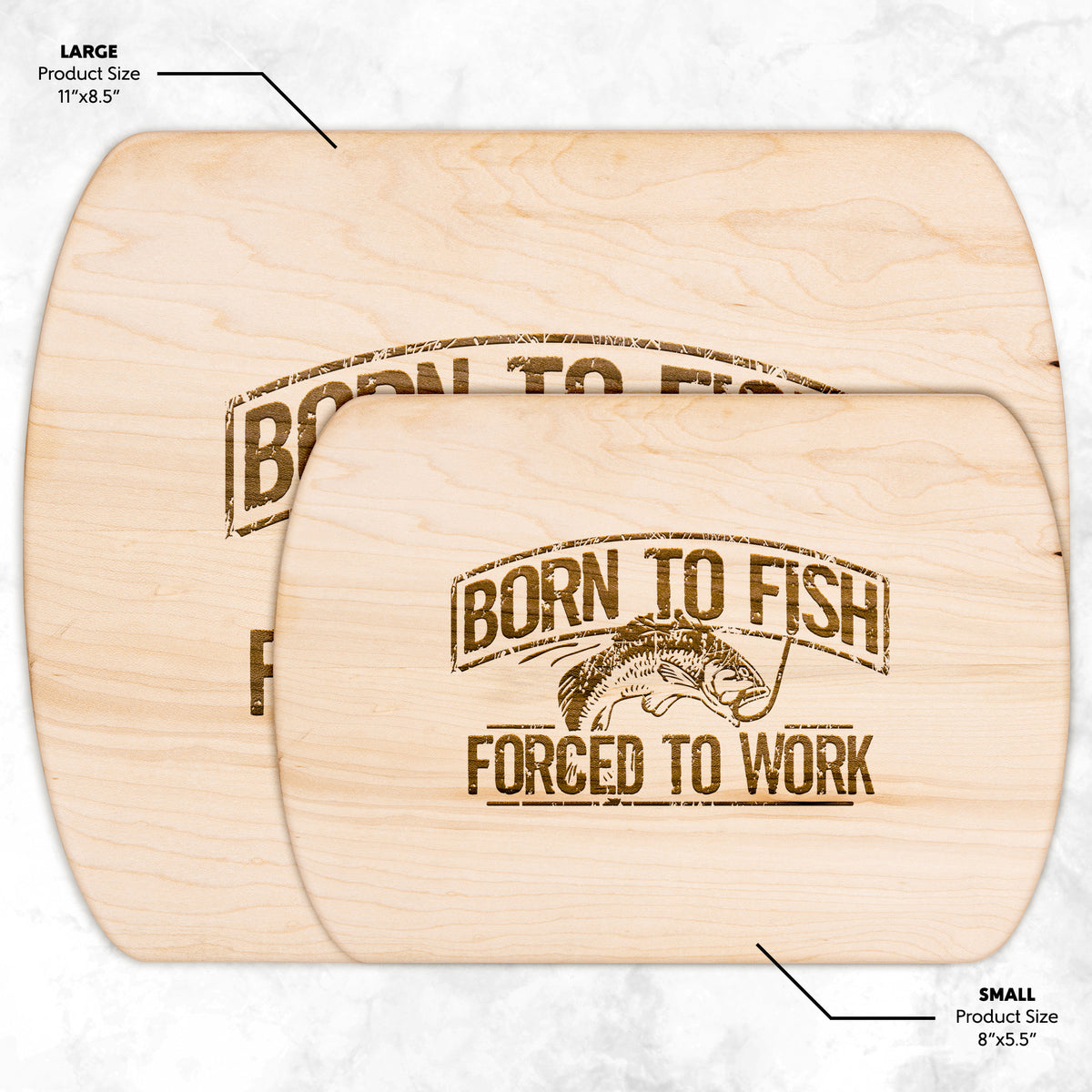 Born To Fish Hardwood Oval Cutting Board