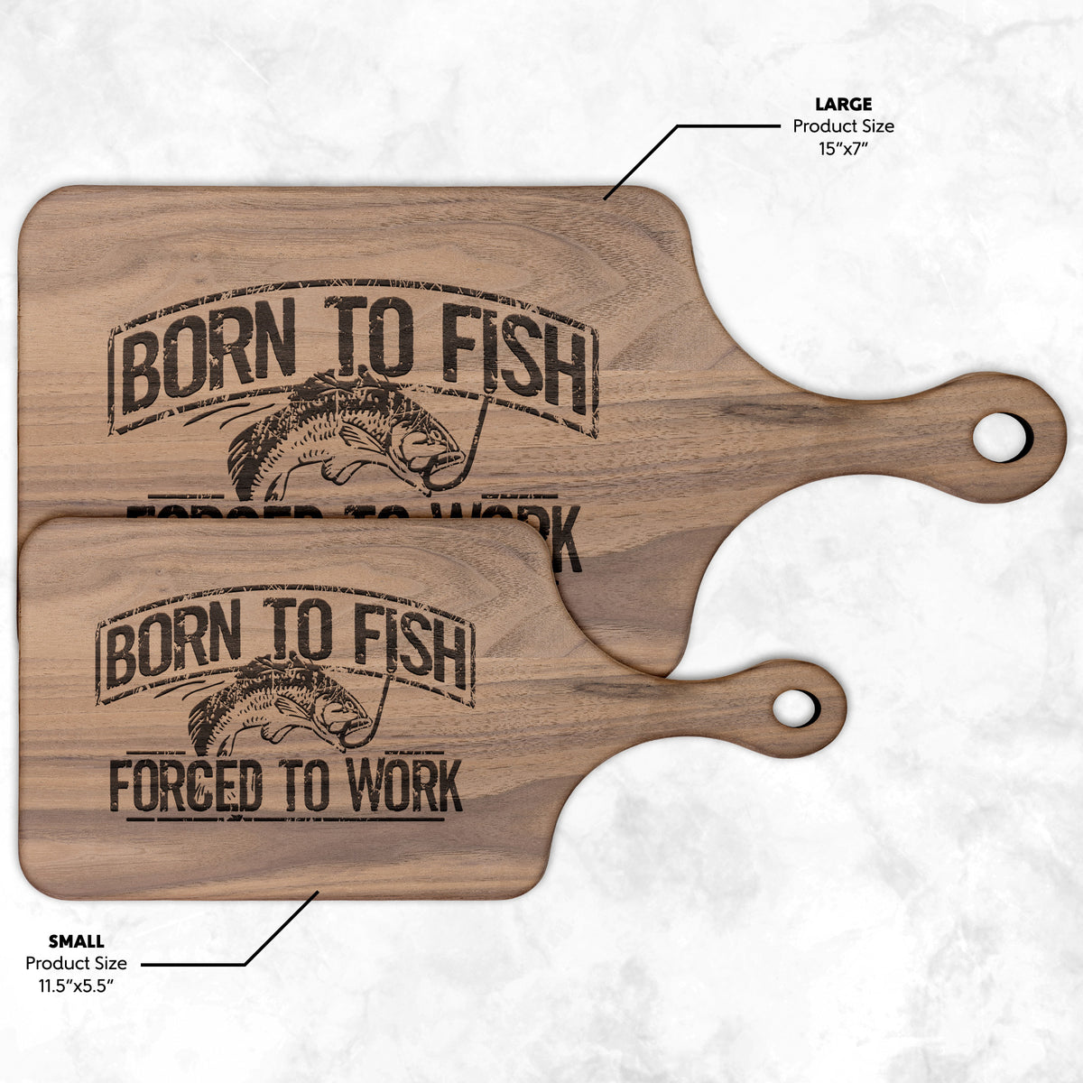 Born To Fish Hardwood Paddle Cutting Board