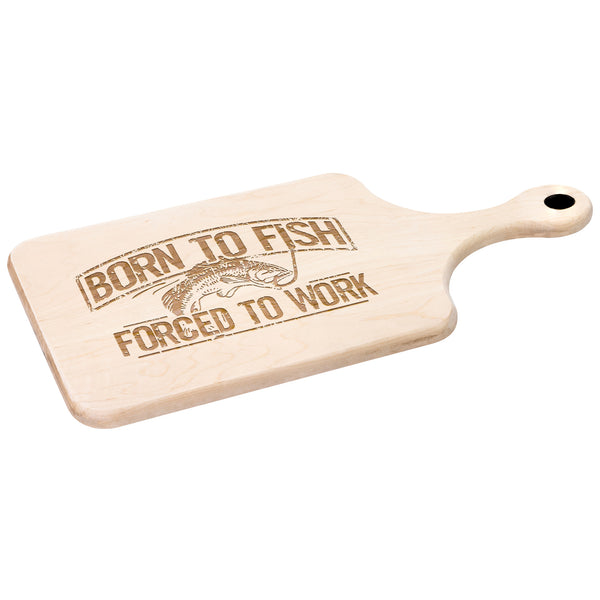 Born To Fish Hardwood Paddle Cutting Board