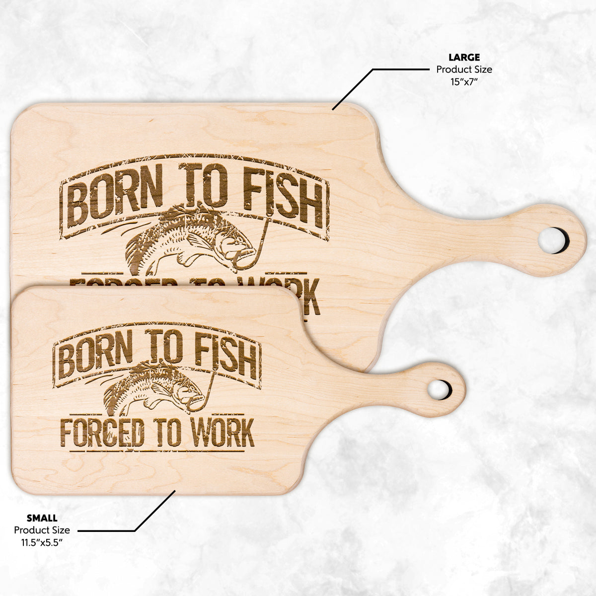 Born To Fish Hardwood Paddle Cutting Board