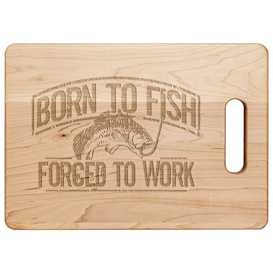 Born To Fish Rectangle Maple Wood Cutting Board