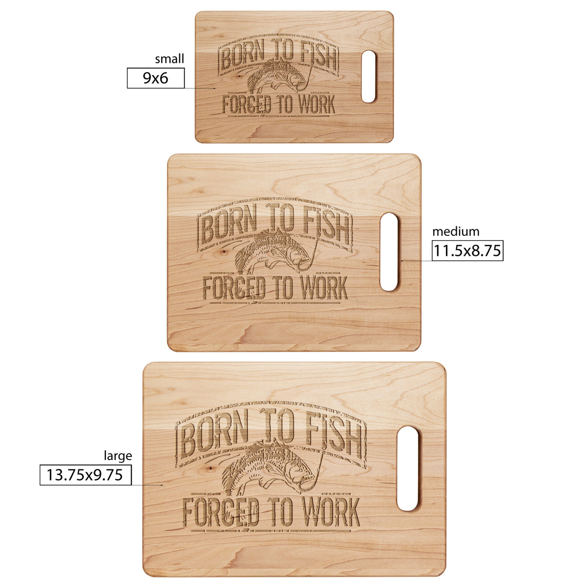 Born To Fish Rectangle Maple Wood Cutting Board