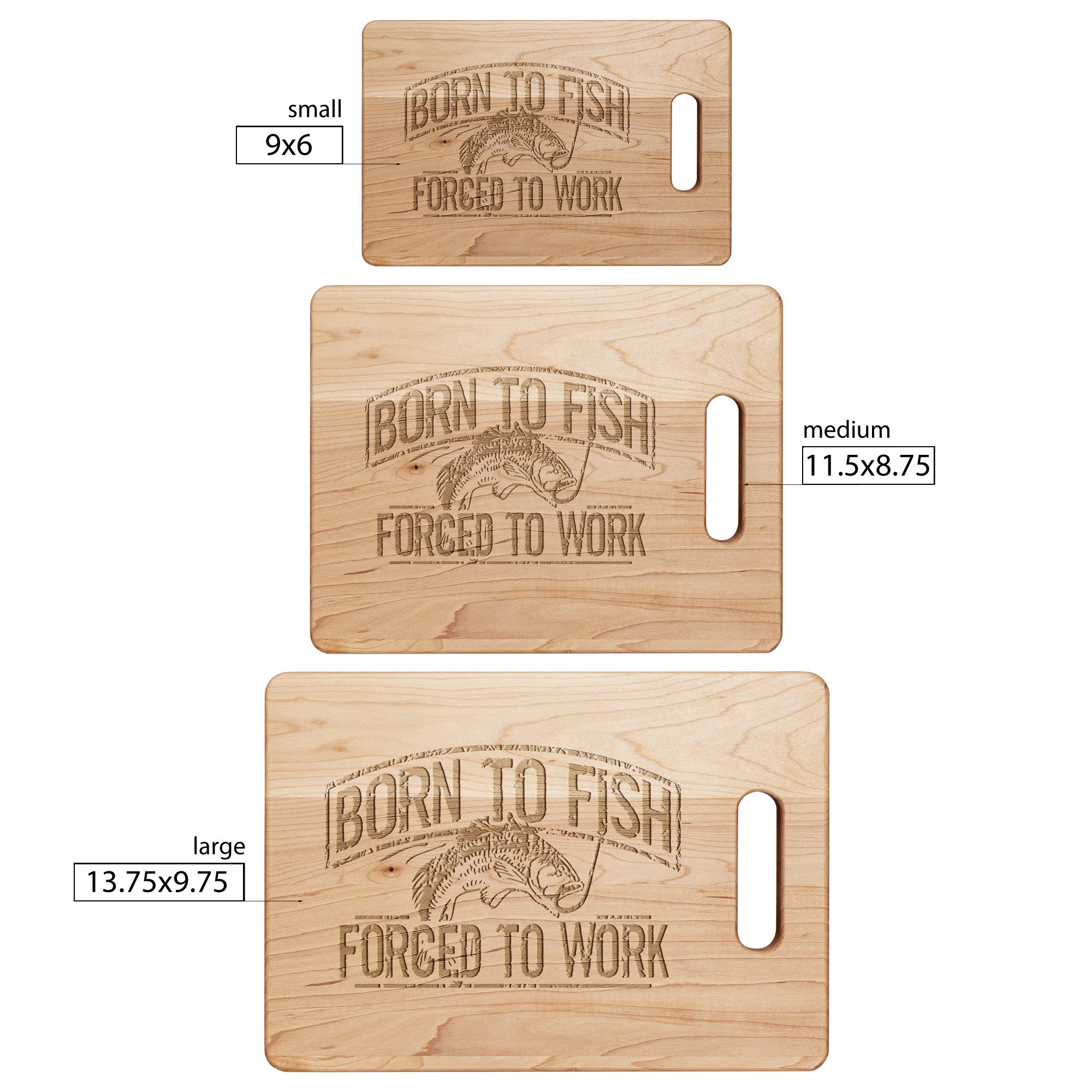 bonar fish box cutting board Born To Fish Rectangle Maple Wood Cutting Board