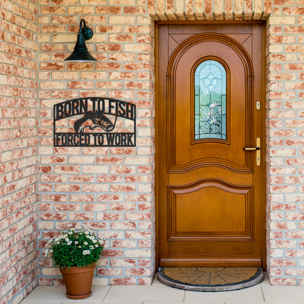 Born To Fish Hollow Steel Powder Coated Metal Sign
