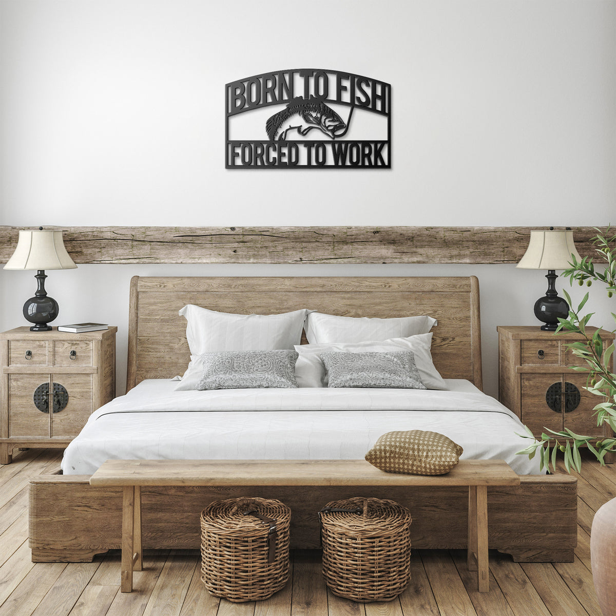 Born To Fish Hollow Steel Powder Coated Metal Sign