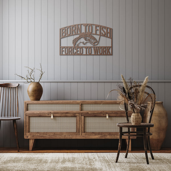 Born To Fish Hollow Steel Powder Coated Metal Sign