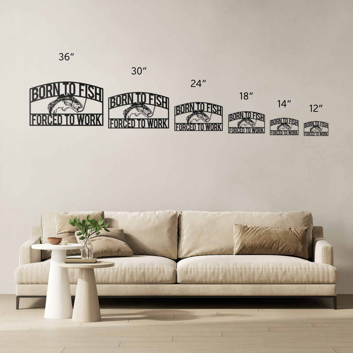 Born To Fish Hollow Steel Powder Coated Metal Sign