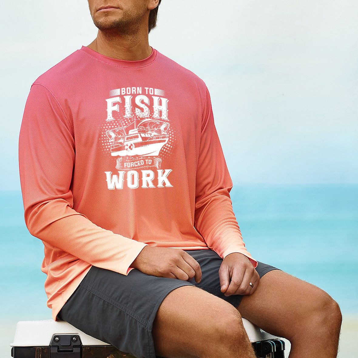 Born To Fish Barbados 225 Microfiber Performance Pin Dot Long Sleeve T-Shirt